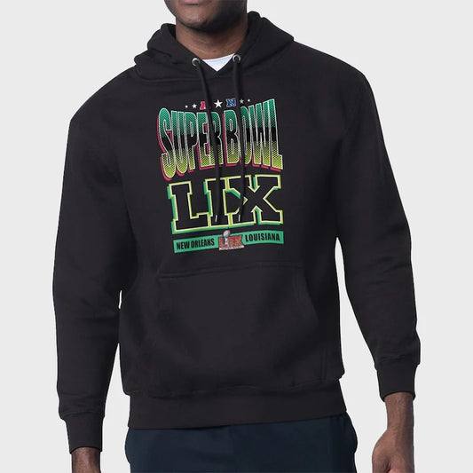 Super Bowl LIX Starter Black Graphic Hoodie (Recreated Edition)