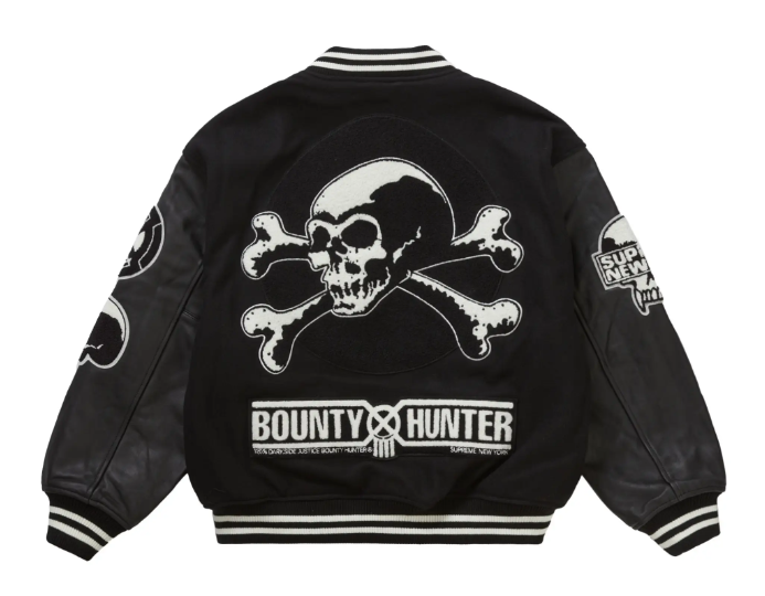 Supreme Bounty Hunter Black Wool And Leather Varsity Jacket – Recreated Edition
