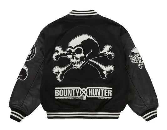 Supreme Bounty Hunter Black Wool And Leather Varsity Jacket – Recreated Edition