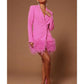 WWE NXT 2025 Sarah Schreiber Pink Feathers Trim Dress — Product Description