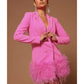 WWE NXT 2025 Sarah Schreiber Pink Feathers Trim Dress — Product Description