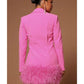 WWE NXT 2025 Sarah Schreiber Pink Feathers Trim Dress — Product Description