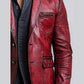 Teddy Red Leather Blazer - Leather Blazer for Men Red