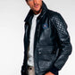 Blouson en Cuir Steve McQueen x Le Mans Terrence Bleu Marine Homme
