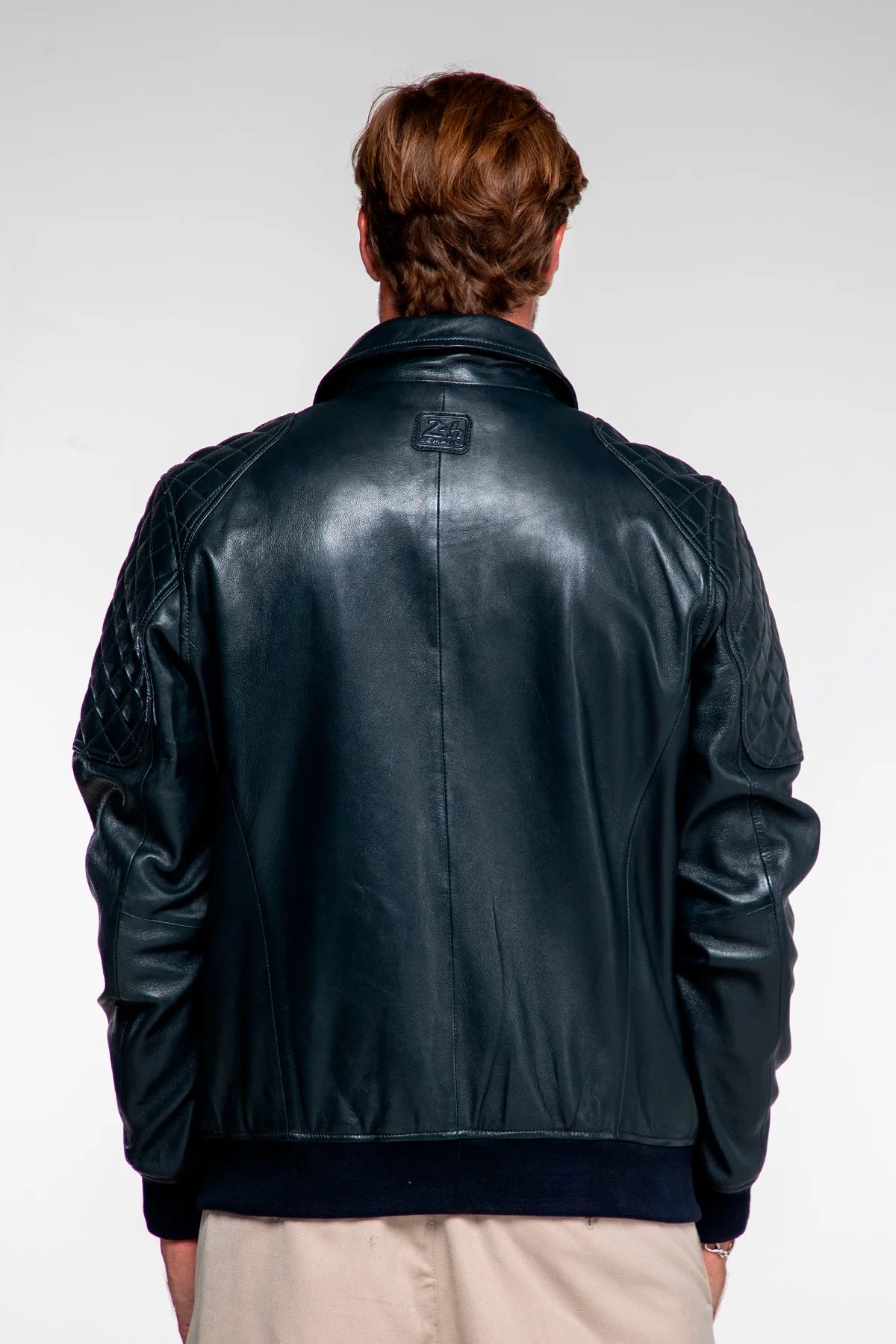 Blouson en Cuir Steve McQueen x Le Mans Terrence Bleu Marine Homme