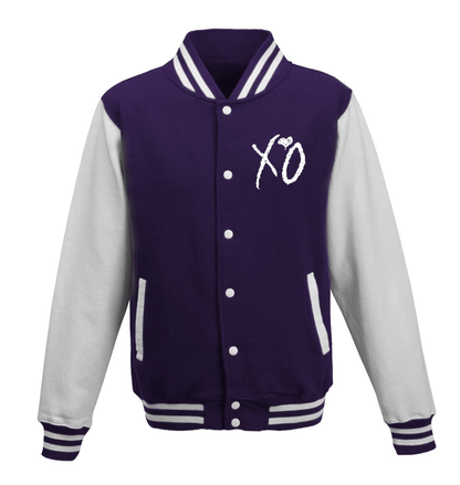The Weeknd Xo Jackets Purple & White Wool Varsity Jacket