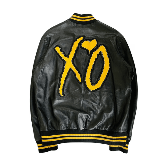 The Weeknd Xo Jackets Black & Yellow Leather Varsity Jacket