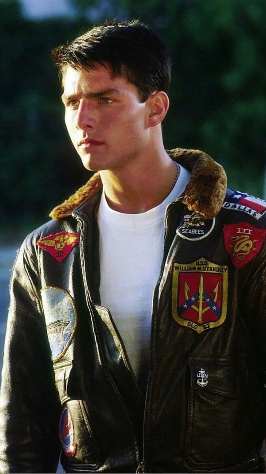 Tom Cruise Top Gun Aviator Leather Jacket