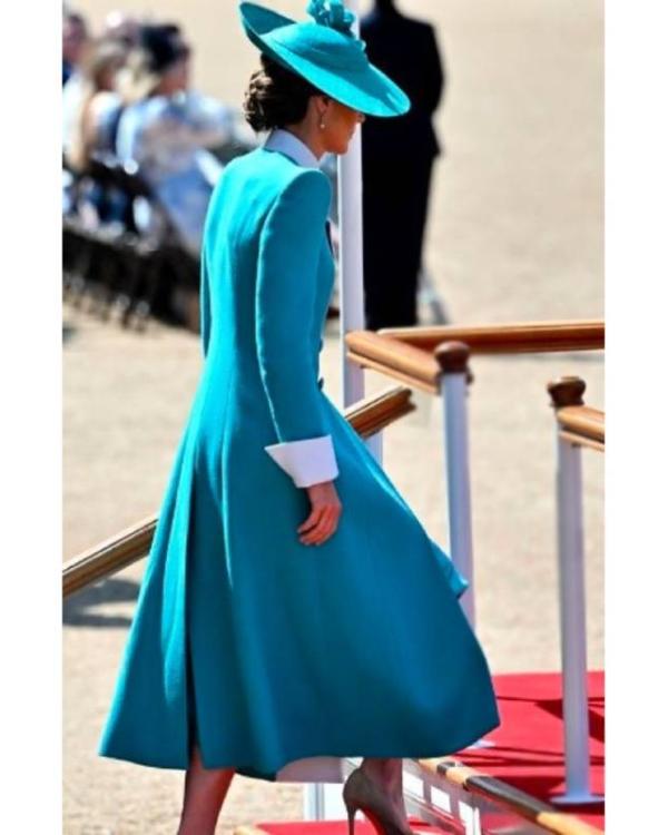 Trooping The Colour 2025 Kate Middleton Blue Coat Dress – Regal Elegance &amp; Timeless Style
