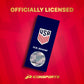 U.S. Soccer badge with 'Officially Licensed' text on a red background