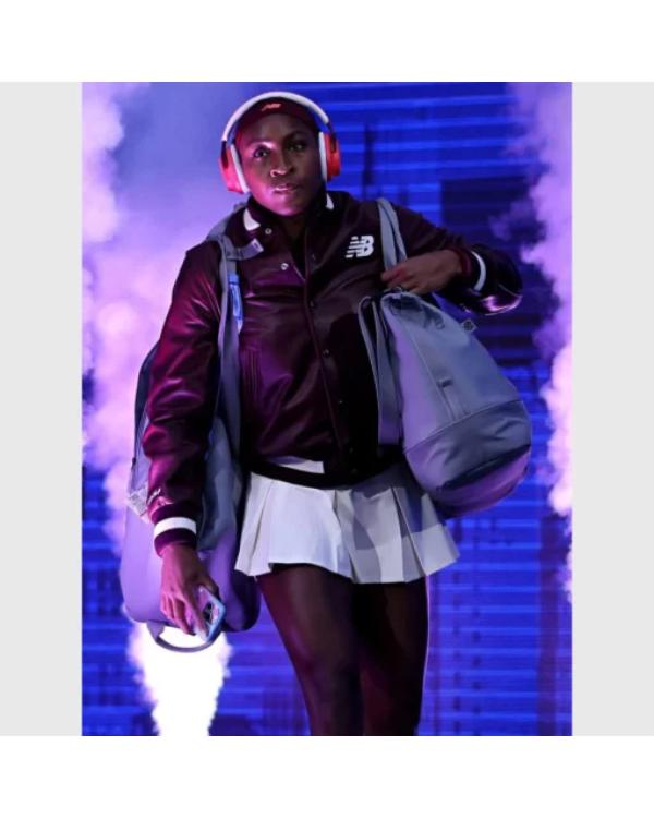 US Open 2025 Coco Gauff New Balance Leather Jacket – Premium Varsity-Style Fan Jacket