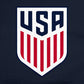 USA logo with blue 'USA' text and red stripes on a navy background