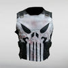 Vest with a Punisher logo design on a light gray background