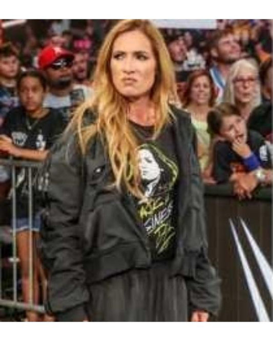 WWE Raw 2025 Rebecca Quin Black Track Jacket — Product Description