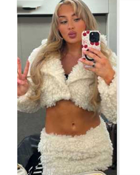 WWE SmackDown 2025 Jessica Woynilko Cropped Sherpa Jacket — Product Description