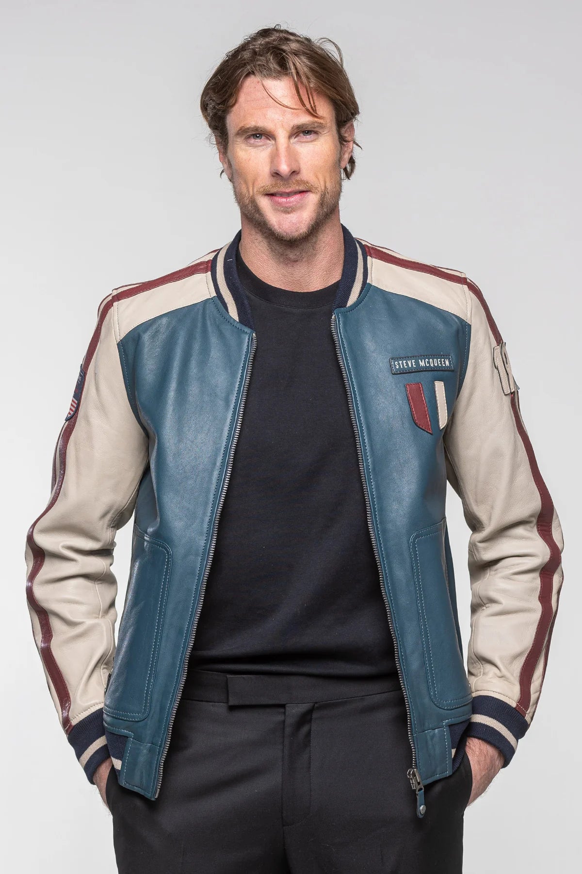 Steve McQueen Walt 5 Men's Royal Blue Leather Jacket