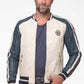 Blouson en cuir Steve McQueen Walt ecru Homme