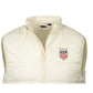 White puffer vest with USA logo on a white background