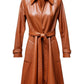 Women’s Tan Brown Long Leather Coat
