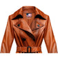 Women Tan Brown Vintage Leather Coat