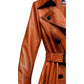 Women Tan Brown Vintage Leather Coat