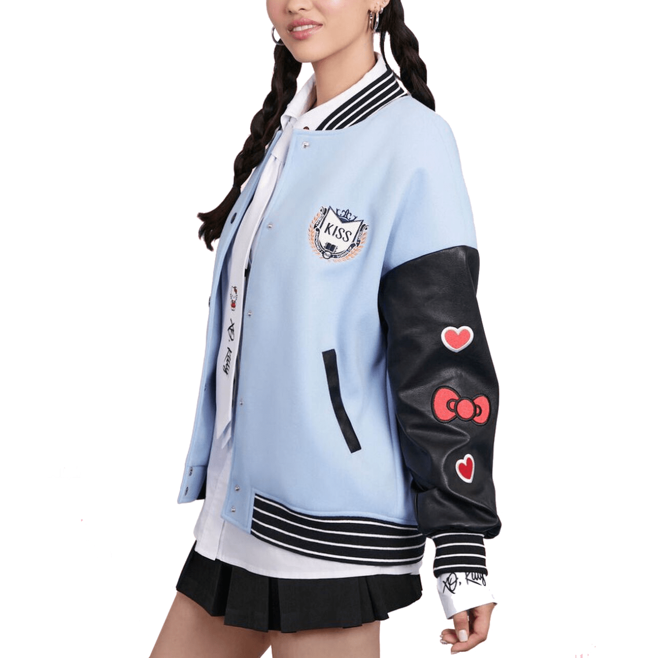 XO Hello Kitty The Weeknd Xo Jackets Sky Blue & Black Varsity Jacket
