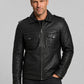 Aaron Eckhart Comic-Con Black Leather Jacket – worn look