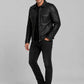 Aaron Eckhart Comic-Con Black Leather Jacket – worn look