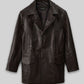 Aaron Eckhart Love Happens Black Leather Trench Coat – front view
