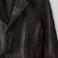 Aaron Eckhart Love Happens Black Leather Trench Coat – close-up detail of front closure, pocket and leather stitching