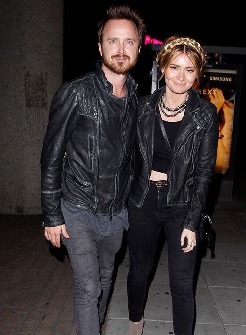 Aaron Paul Arcade Fire Concert Black Leather Jacket – Aaron Paul celebrity photo in Arcade Fire Concert