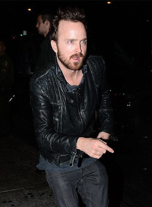 Aaron Paul Arcade Fire Concert Black Leather Jacket – leather colour swatch
