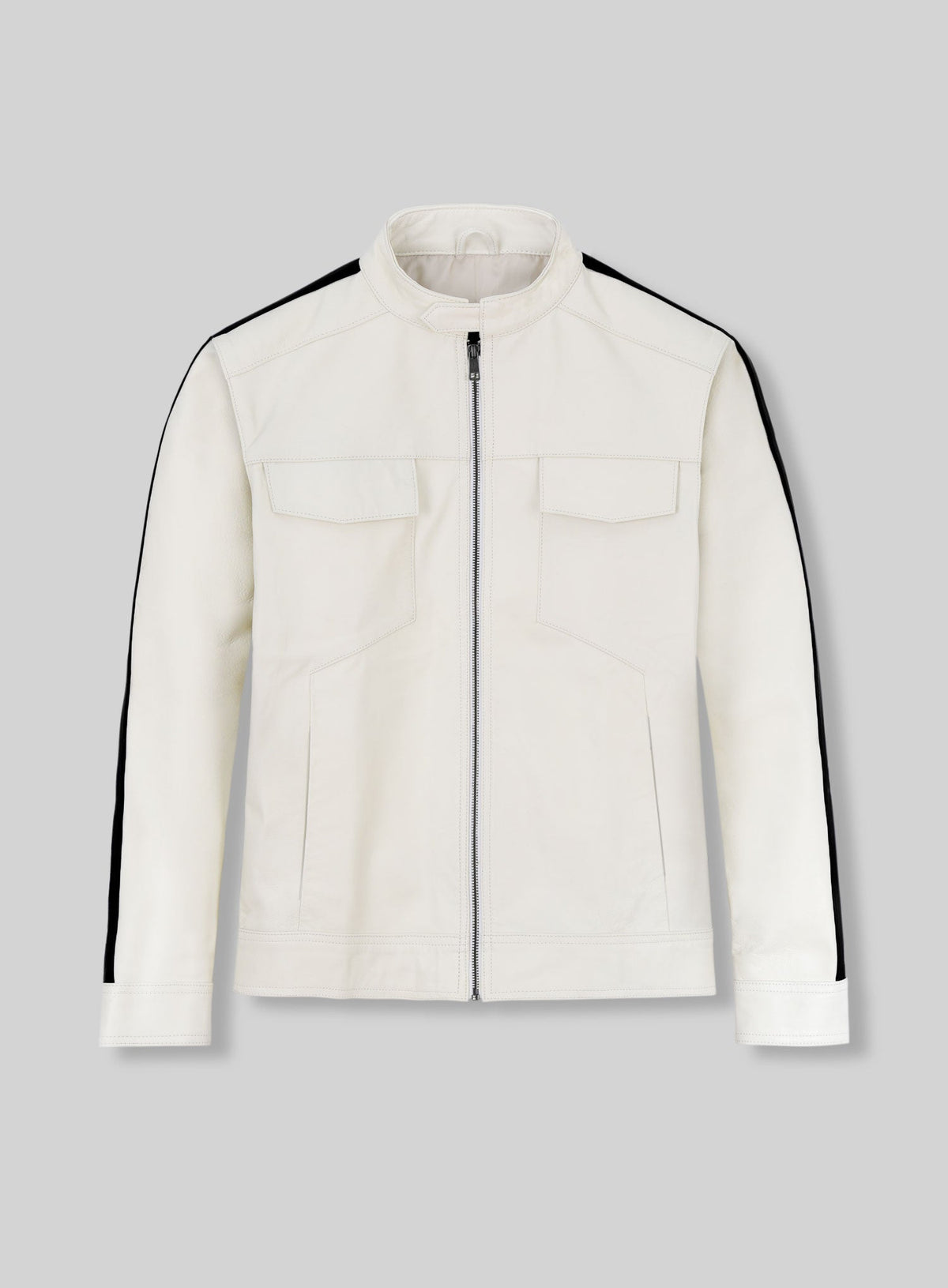 Aaron Paul Need for Speed White Leather Jacket – front view