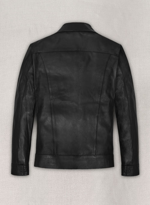 Aaron Taylor-Johnson Bullet Train Premiere Black Leather Jacket – full product view