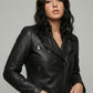 Adele Exarchopoulos Black Leather Jacket – back view