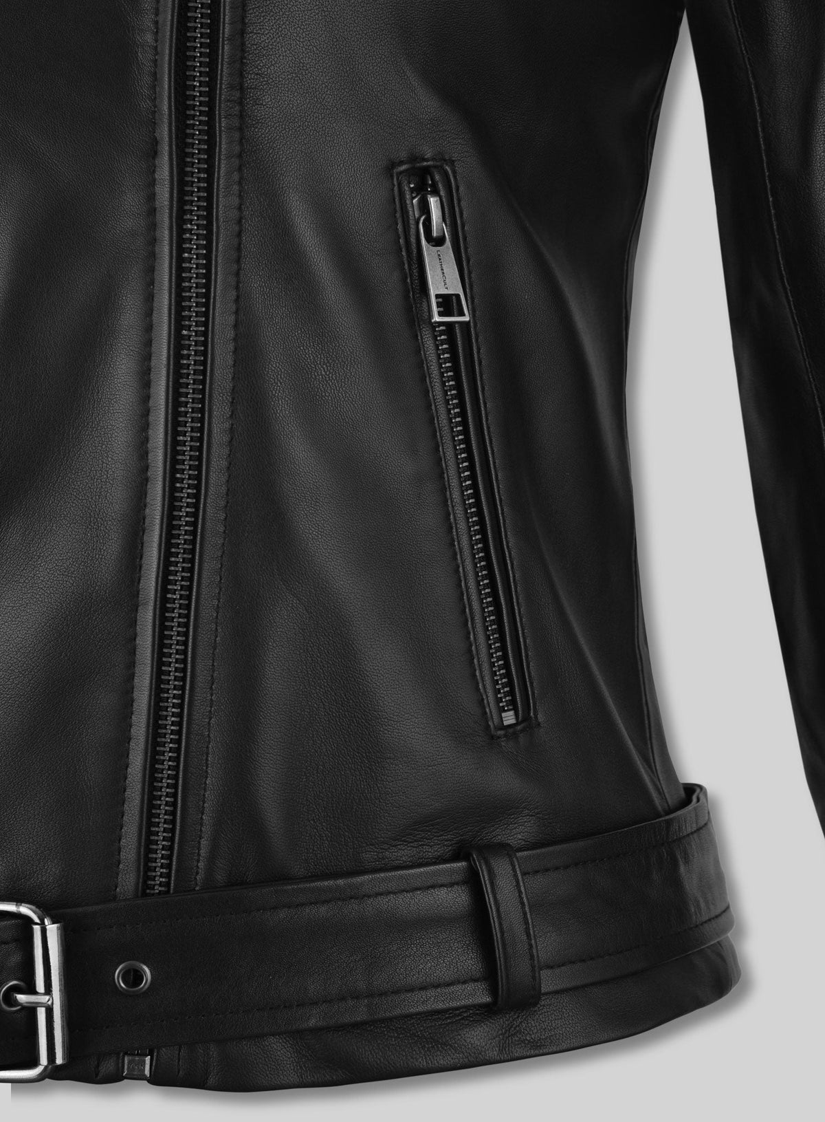 Adele Exarchopoulos Black Leather Jacket – close-up and worn views