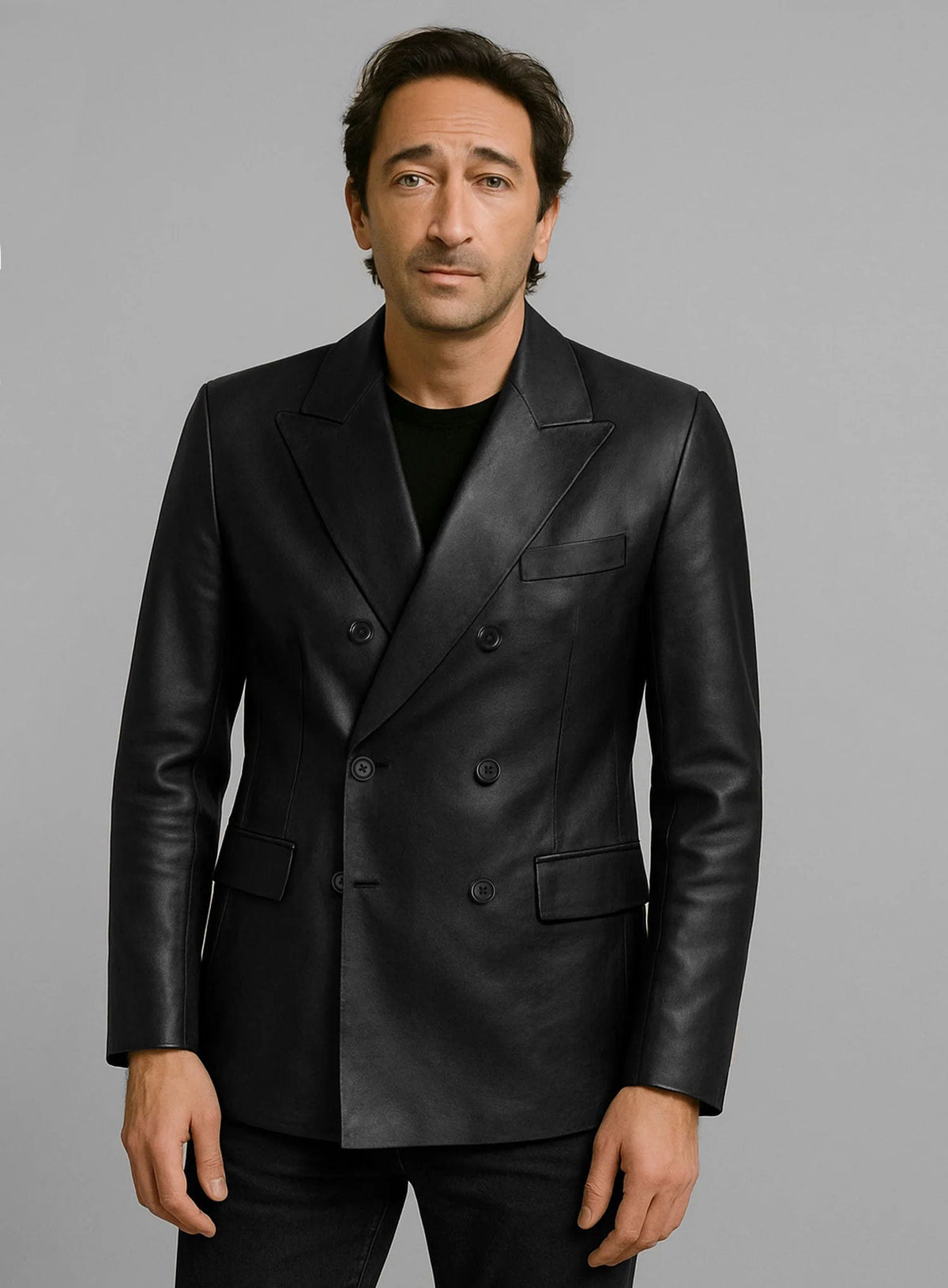 Adrien Brody Leather Blazer view 6