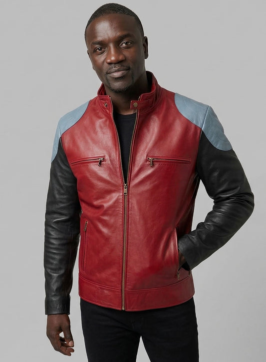 Akon Black Leather Jacket – back view
