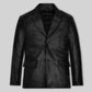 Al Pacino Black Leather Blazer – front view