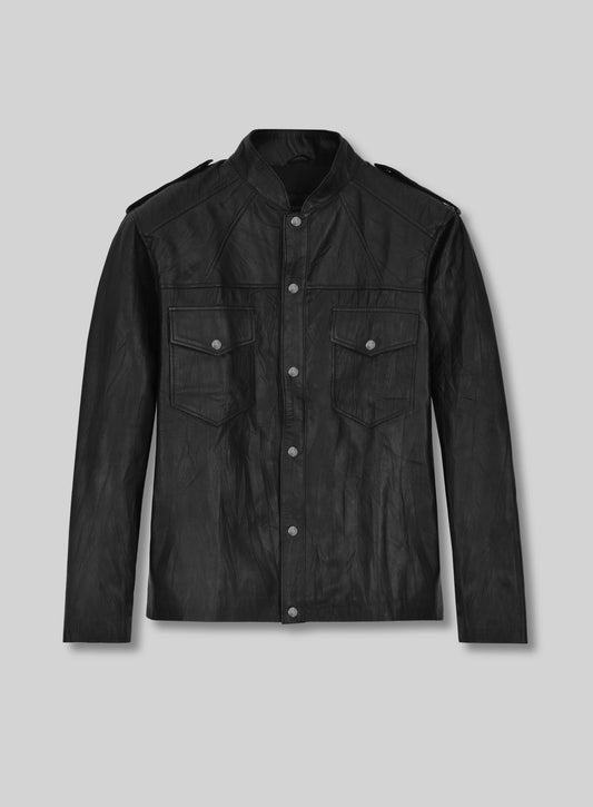 Alexander Skarsgård True Blood Black Leather Jacket – front view