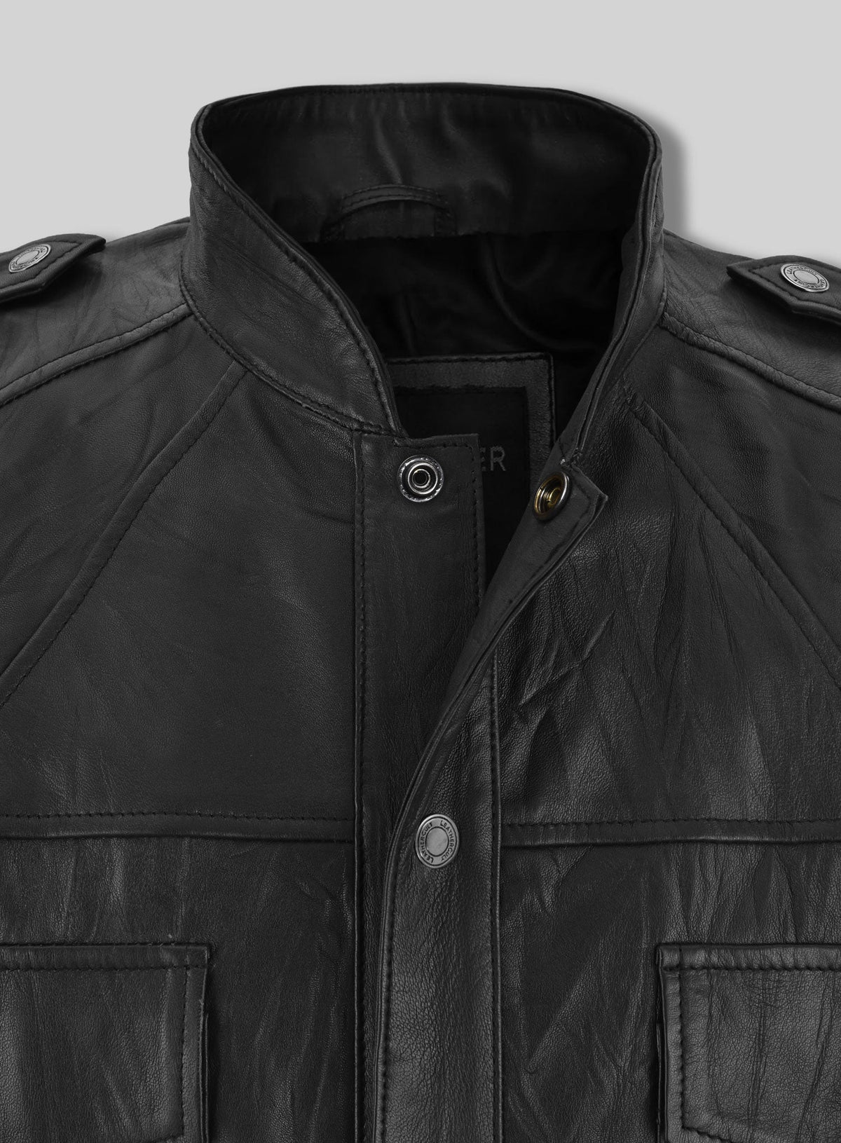 Alexander Skarsgård True Blood Black Leather Jacket – close-up detail of leather and stitching