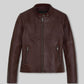 Alexandra Daddario San Andreas Brown Leather Jacket – front view