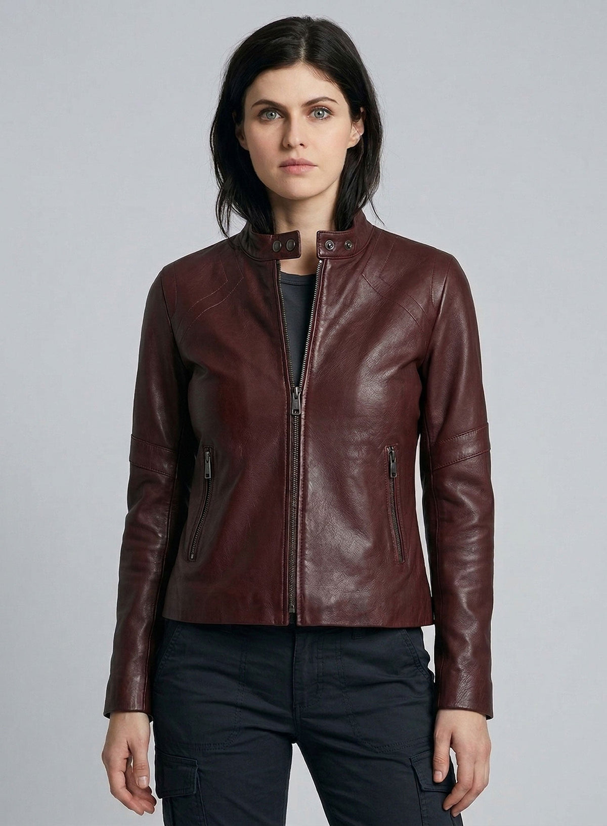 Alexandra Daddario San Andreas Brown Leather Jacket – full product view