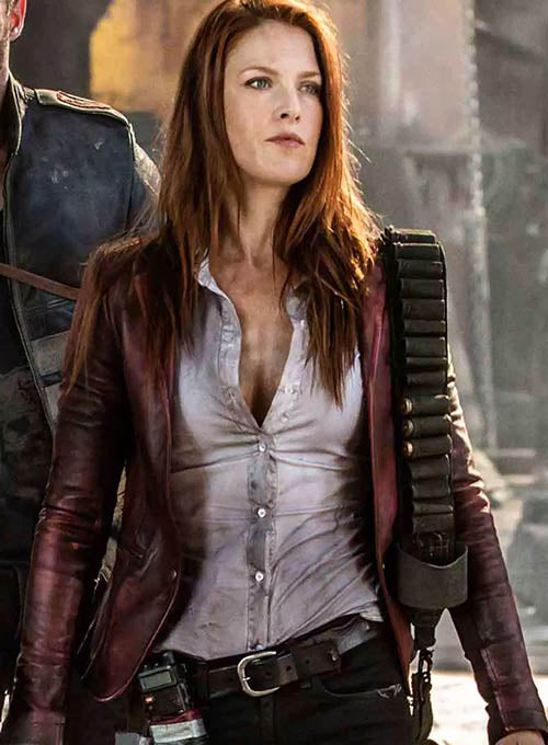 Ali Larter Resident Evil:The Final Chapter Black Leather Blazer – front view