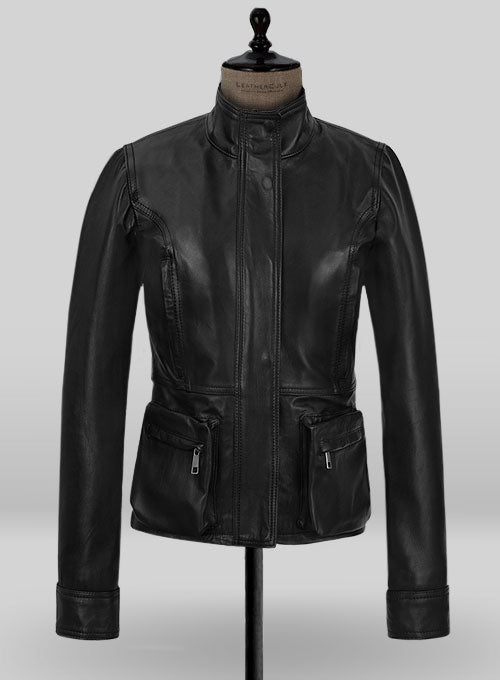 Alice Braga I Am Legend Black Leather Jacket – front view