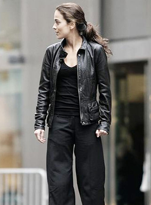 Alice Braga I Am Legend Black Leather Jacket – close-up and worn views