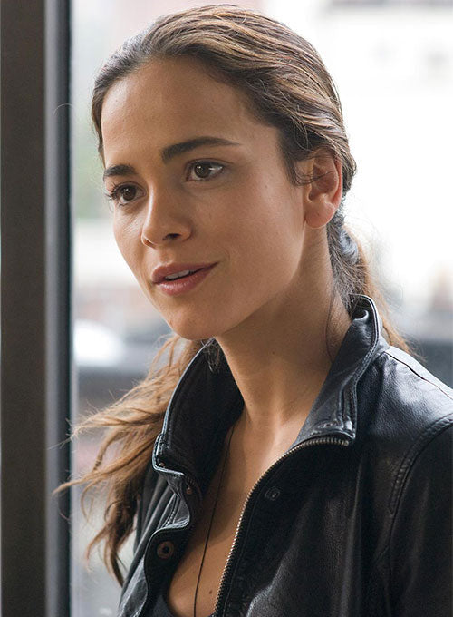 Alice Braga I Am Legend Black Leather Jacket – close-up and worn views