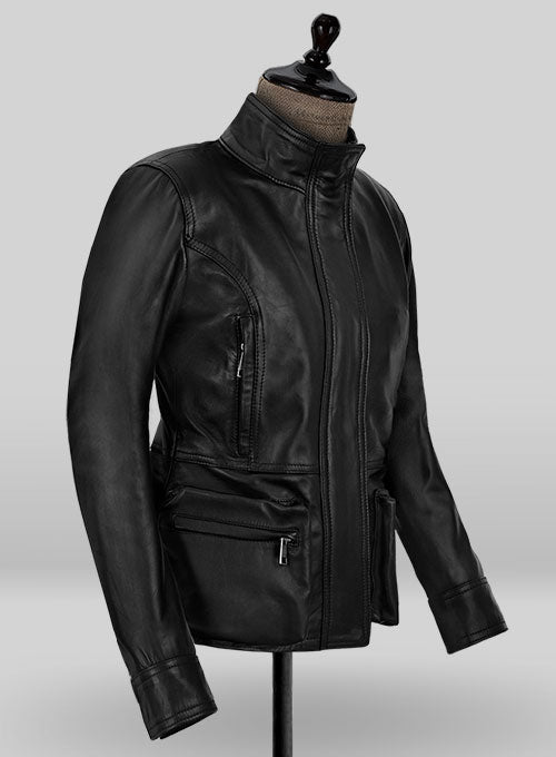 Alice Braga I Am Legend Black Leather Jacket – full product view