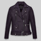 Alicia Vikander Black Leather Jacket – front view