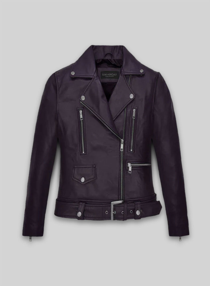 Alicia Vikander Black Leather Jacket – front view